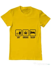 Tricou ADLER barbat Eat smoke sleep Galben