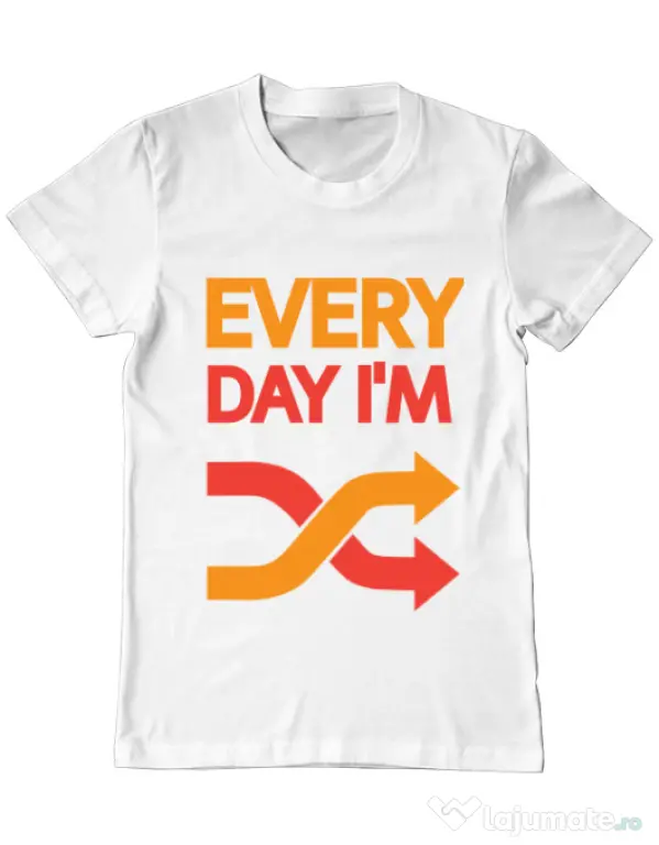 Tricou ADLER barbat Every day i'm shuffling Alb