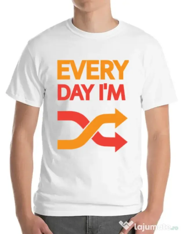 Tricou ADLER barbat Every day i'm shuffling Alb