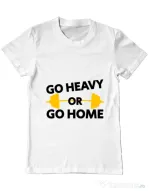Tricou ADLER barbat Go heavy or go home Alb