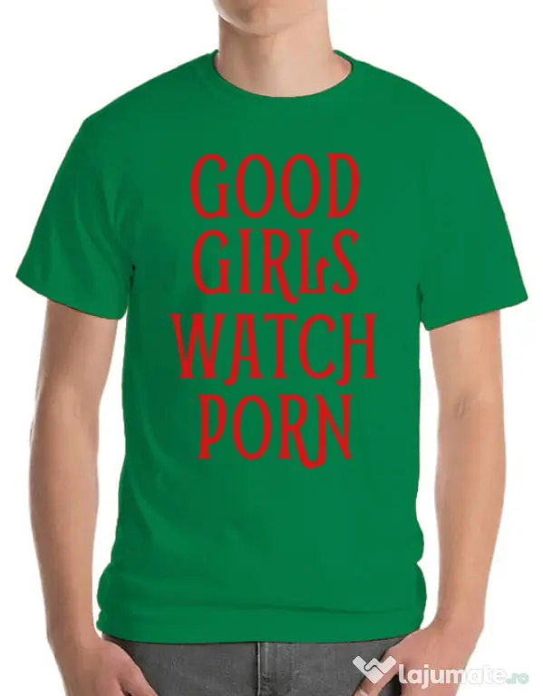 Tricou ADLER barbat Good girls watch porn Verde mediu
