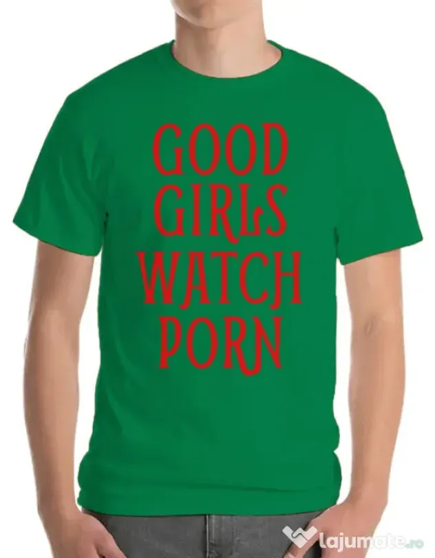 Tricou ADLER barbat Good girls watch porn Verde mediu