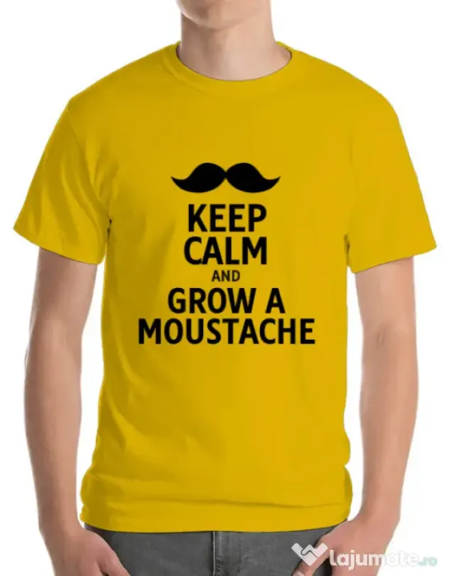 Tricou ADLER barbat Grow a moustache Galben