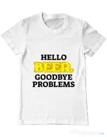Tricou ADLER barbat Hello beer Alb