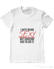 Tricou ADLER barbat I hate being sexy Alb