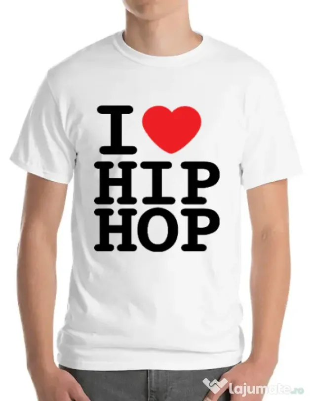 Tricou ADLER barbat I love hip hop Alb