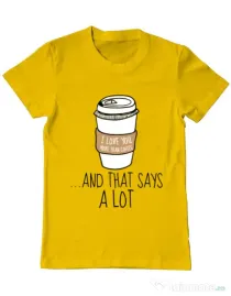 Tricou ADLER barbat I love you more than coffee Galben