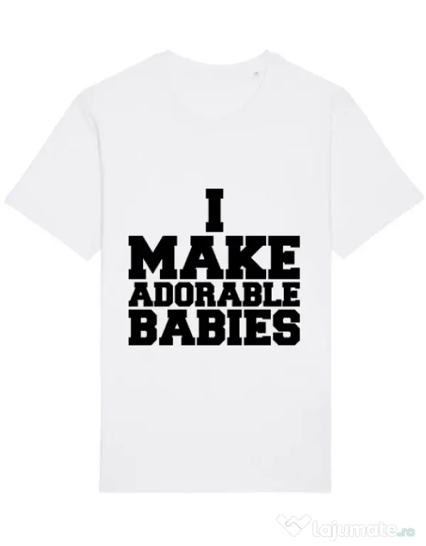 Tricou STANLEY STELLA barbat I make adorable babies Alb