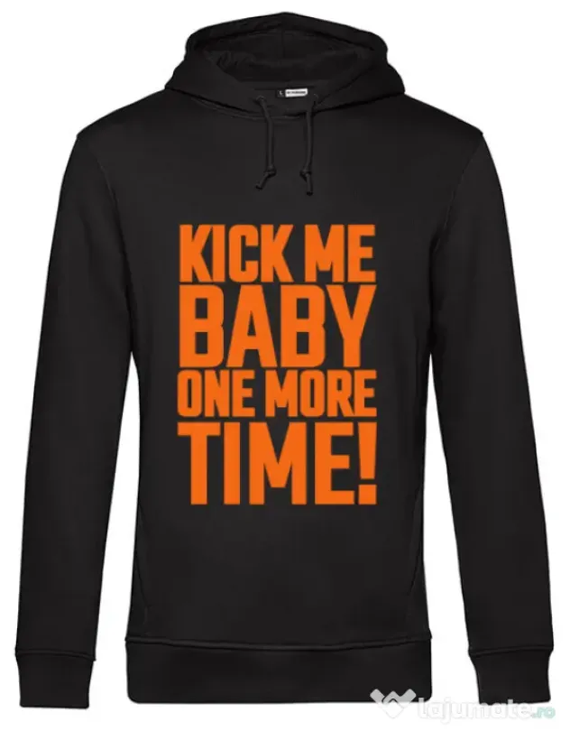 Hoodie barbat cu gluga Kick me baby Negru