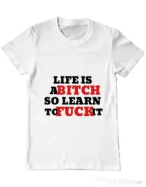 Tricou ADLER barbat Life is a bitch Alb