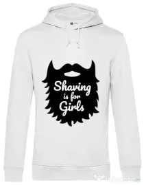 Hoodie barbat cu gluga Shaving is for girls Alb