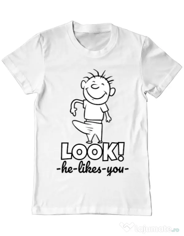 Tricou ADLER barbat He likes you Alb