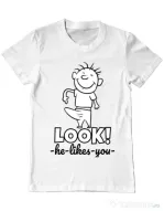 Tricou ADLER barbat He likes you Alb