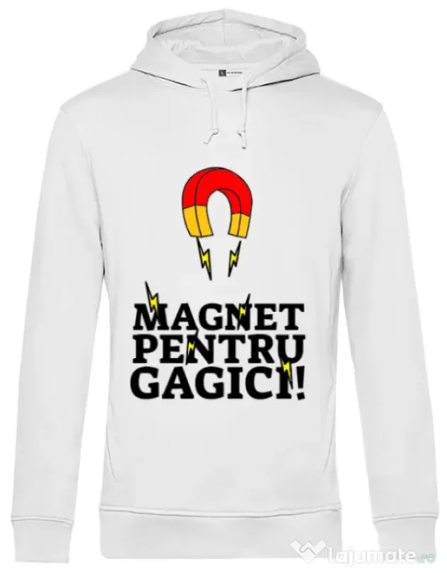 Hoodie barbat cu gluga Magnet pentru gagici Alb