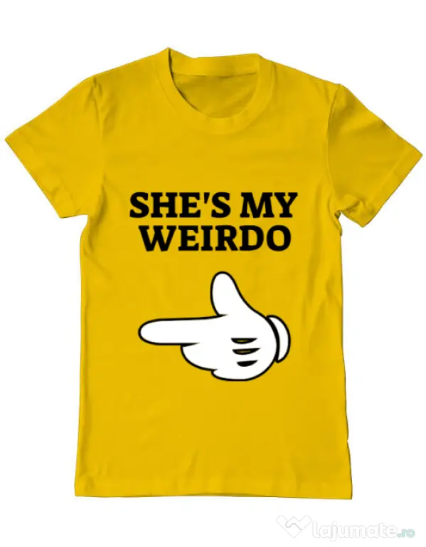 Tricou ADLER barbat She's my weirdo Galben