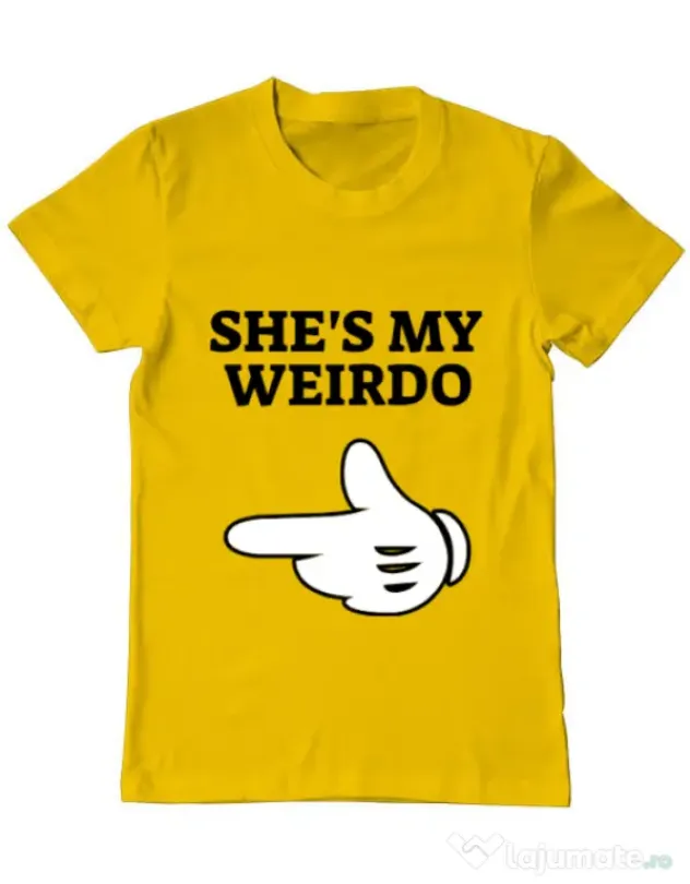 Tricou ADLER barbat She's my weirdo Galben