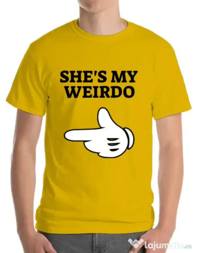 Tricou ADLER barbat She's my weirdo Galben