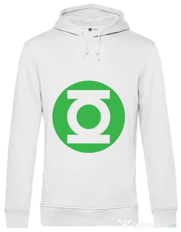 Hoodie barbat cu gluga Green lantern Alb