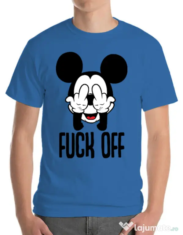 Tricou ADLER barbat Fuck off Albastru azuriu