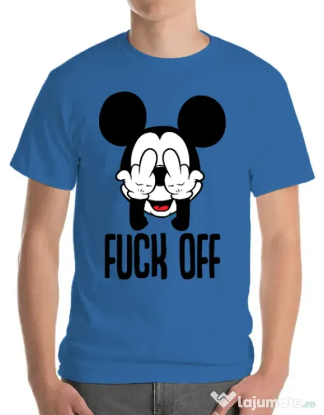 Tricou ADLER barbat Fuck off Albastru azuriu