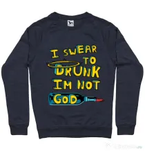 Bluza ADLER barbat I swear to drunk Denim inchis