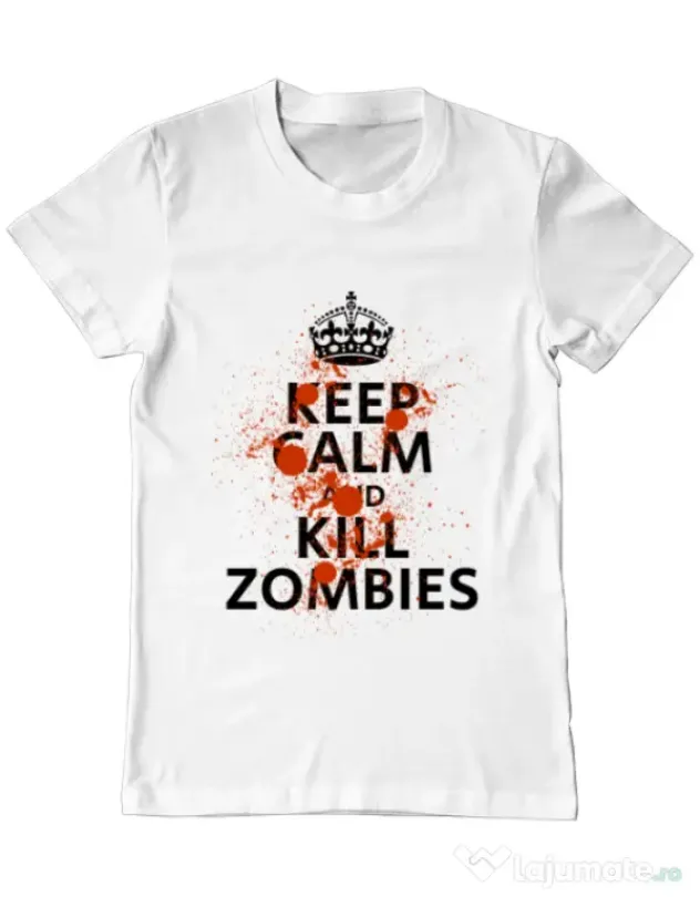 Tricou ADLER barbat Kill zombies Alb