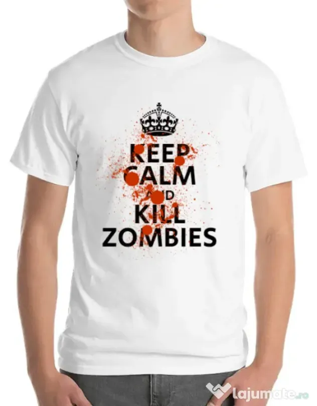 Tricou ADLER barbat Kill zombies Alb