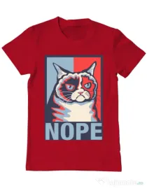Tricou ADLER barbat Grumpy cat Nope Rosu