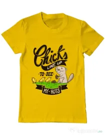 Tricou ADLER barbat See my nuts Galben