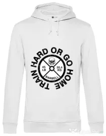Hoodie barbat cu gluga Train hard or go home Alb