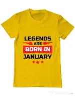 Tricou ADLER barbat Legends are born in January Galben