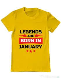 Tricou ADLER barbat Legends are born in January Galben