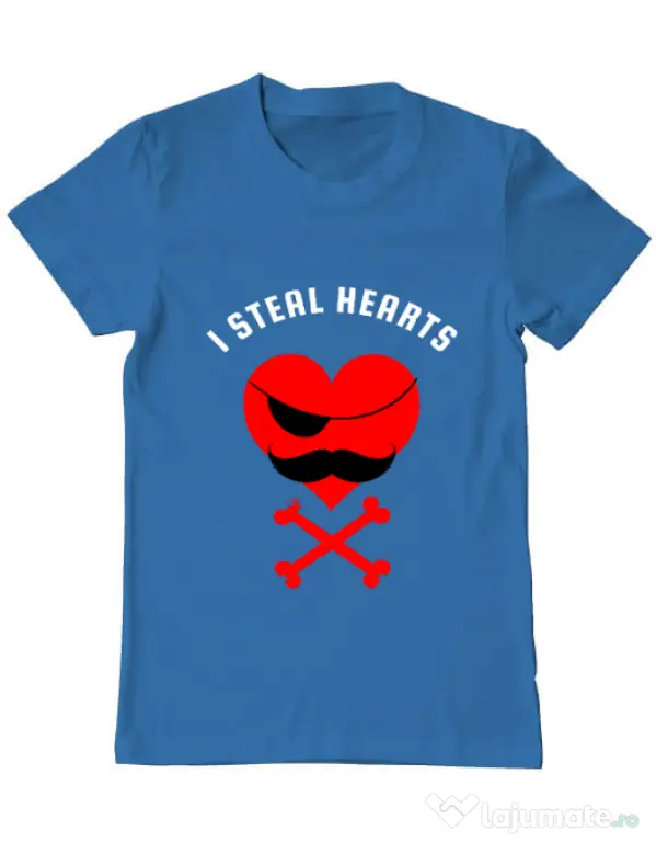 Tricou ADLER barbat I steal hearts Albastru azuriu