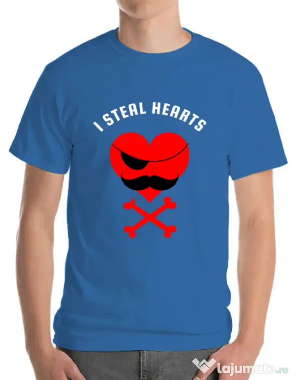 Tricou ADLER barbat I steal hearts Albastru azuriu
