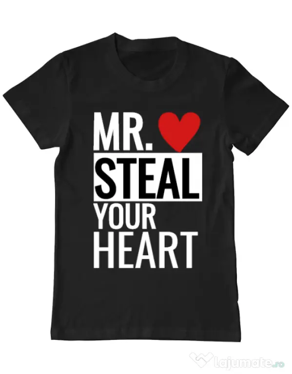 Tricou ADLER barbat Mr. steal your heart Negru