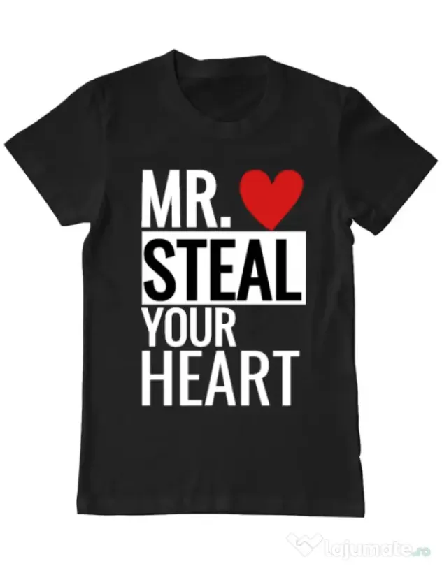 Tricou ADLER barbat Mr. steal your heart Negru