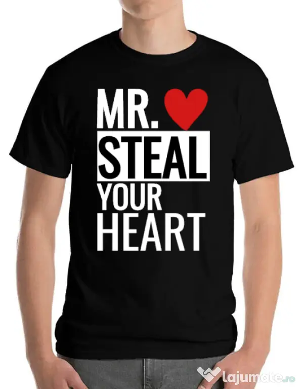 Tricou ADLER barbat Mr. steal your heart Negru