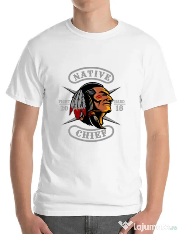 Tricou ADLER barbat Native chief Alb