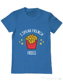 Tricou ADLER barbat I speak french Albastru azuriu