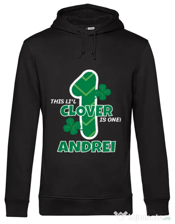 Hoodie barbat cu gluga Little clover Negru