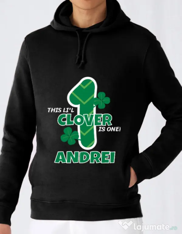 Hoodie barbat cu gluga Little clover Negru
