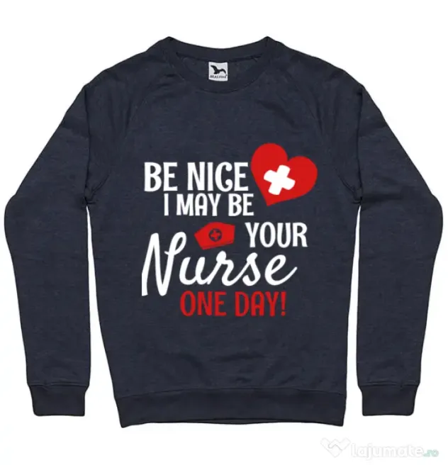 Bluza ADLER barbat I may be your nurse Denim inchis