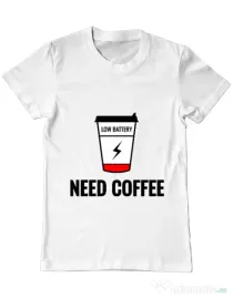 Tricou ADLER barbat Need coffee Alb