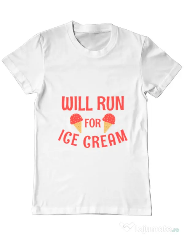 Tricou ADLER barbat Running for ice cream Alb