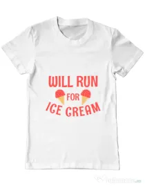 Tricou ADLER barbat Running for ice cream Alb