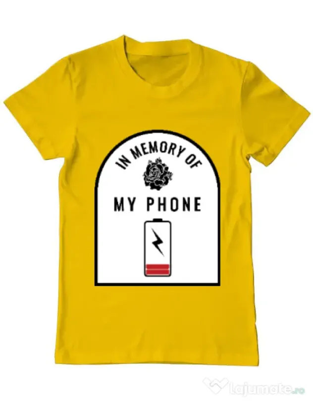 Tricou ADLER barbat In memory of my phone Galben