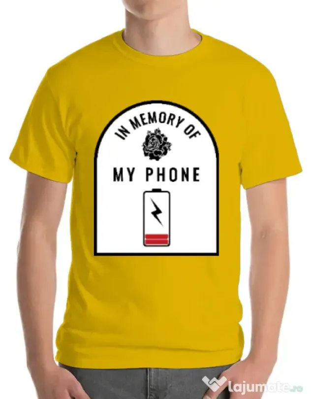 Tricou ADLER barbat In memory of my phone Galben