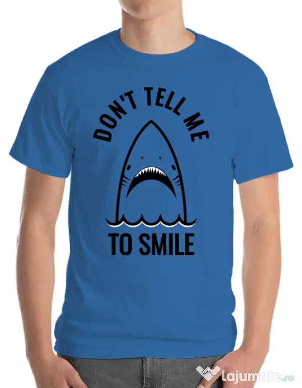 Tricou ADLER barbat Sad shark Albastru azuriu