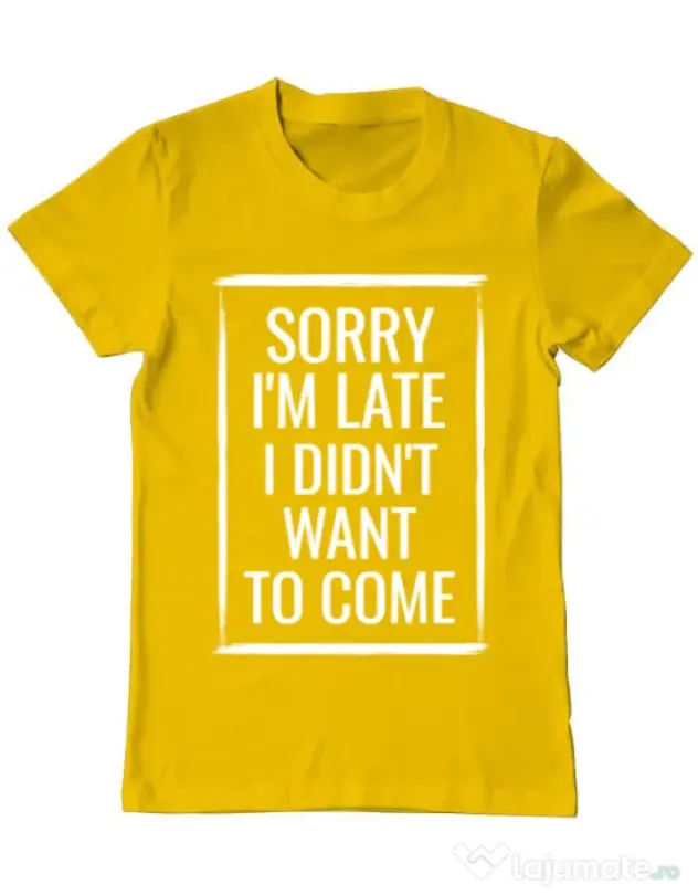 Tricou ADLER barbat Sorry i’m late Galben