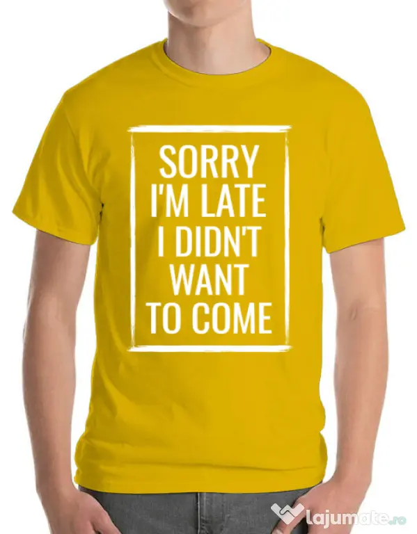 Tricou ADLER barbat Sorry i’m late Galben
